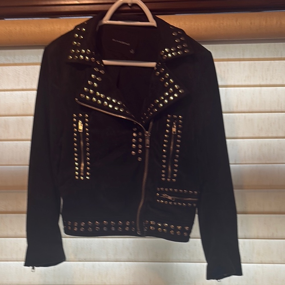 Olivaceous Faux Suede Studded Black Jacket M